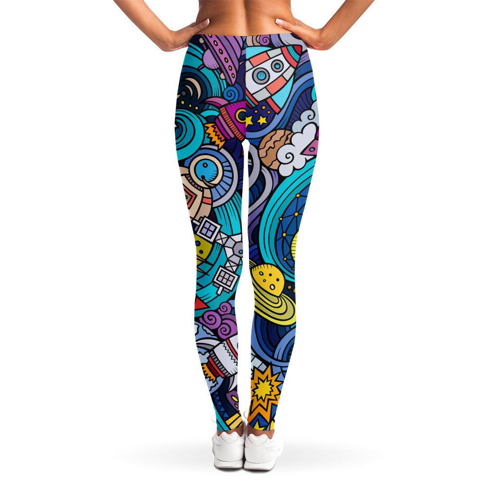 Abstract Cartoon Galaxy Space Print Women's Leggings