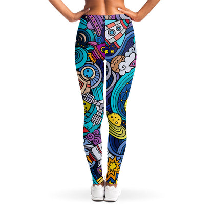 Abstract Cartoon Galaxy Space Print Women's Leggings