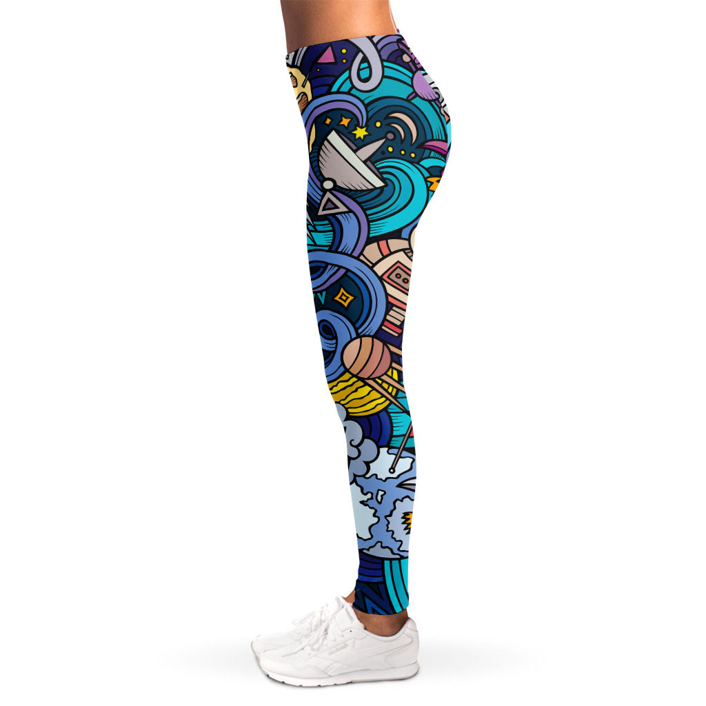 Abstract Cartoon Galaxy Space Print Women's Leggings