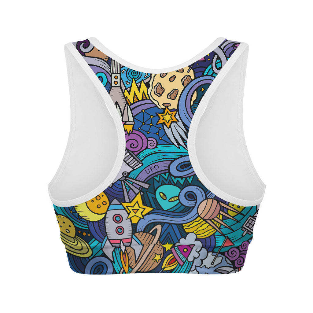 Abstract Cartoon Galaxy Space Print Women's Sports Bra