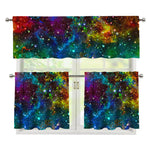 Abstract Colorful Galaxy Space Print 3 Piece Kitchen Curtains