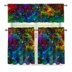 Abstract Colorful Galaxy Space Print 3 Piece Kitchen Curtains
