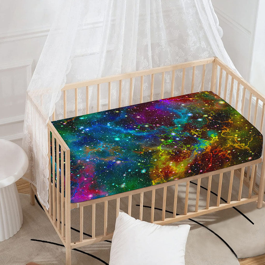 Abstract Colorful Galaxy Space Print Baby Crib Sheet