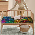 Abstract Colorful Galaxy Space Print Baby Crib Sheet
