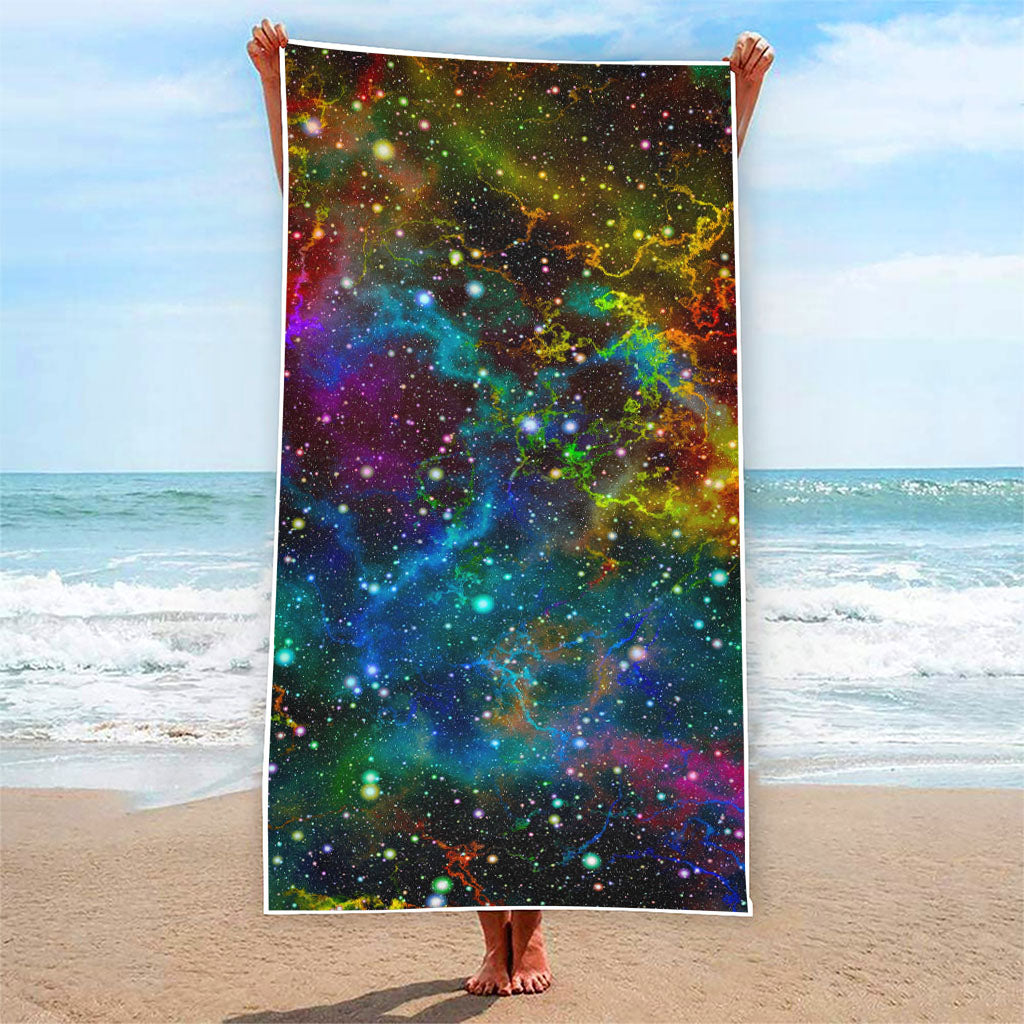 Abstract Colorful Galaxy Space Print Beach Towel