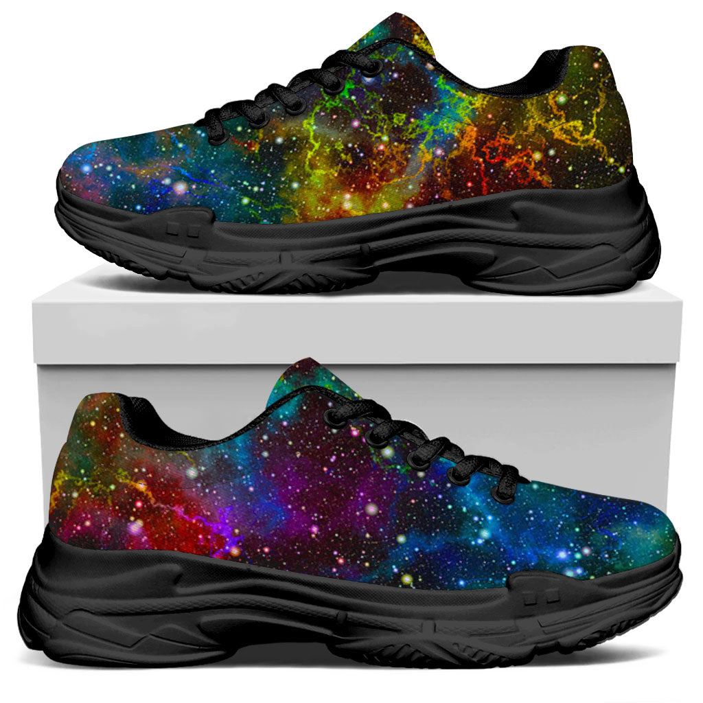 Abstract Colorful Galaxy Space Print Black Chunky Shoes