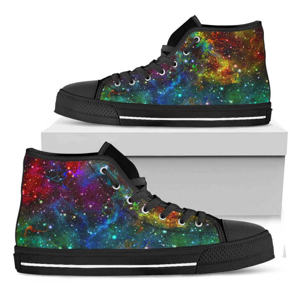 Abstract Colorful Galaxy Space Print Black High Top Sneakers