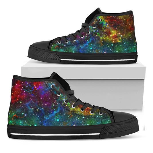 Abstract Colorful Galaxy Space Print Black High Top Sneakers