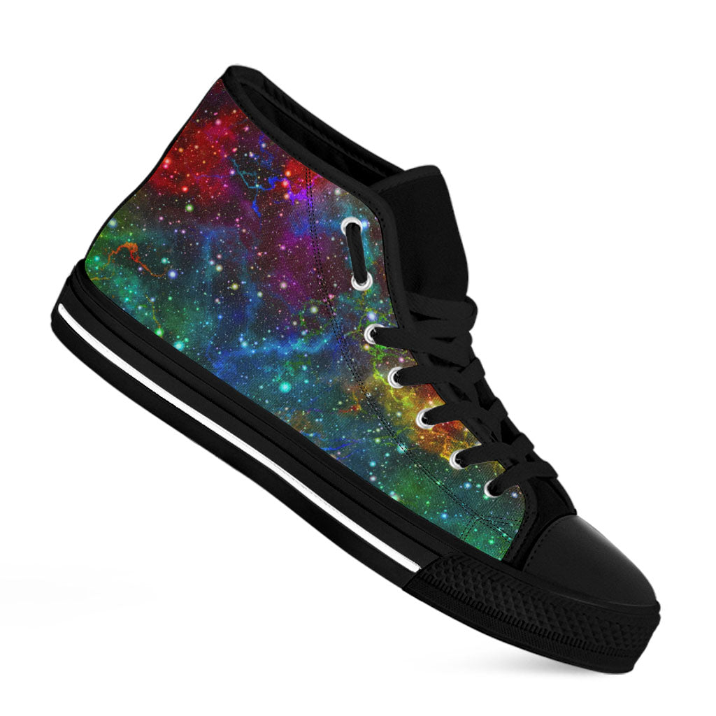 Abstract Colorful Galaxy Space Print Black High Top Sneakers