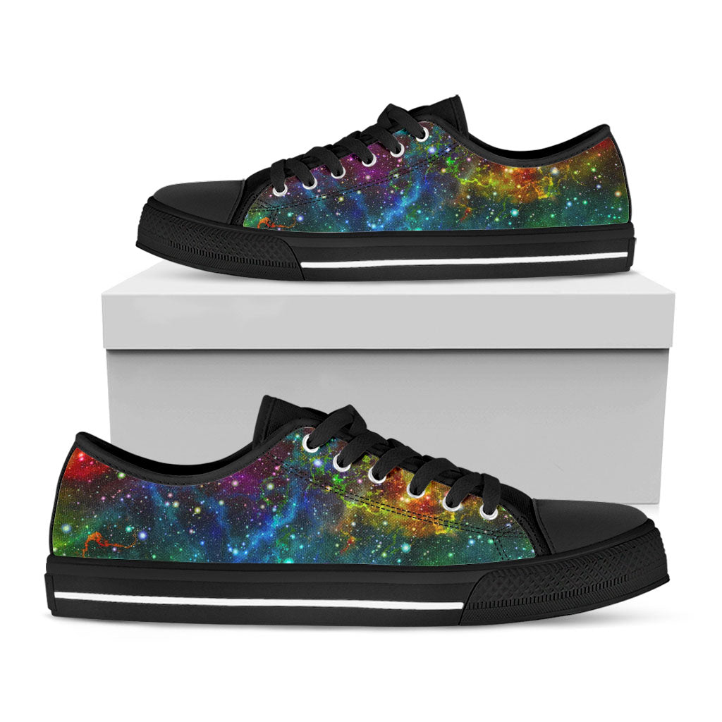 Abstract Colorful Galaxy Space Print Black Low Top Sneakers