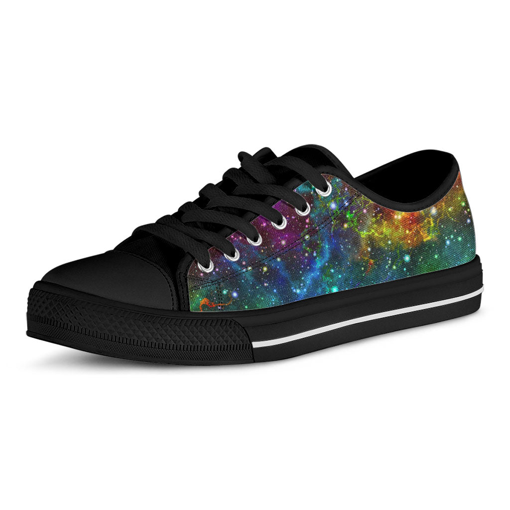 Abstract Colorful Galaxy Space Print Black Low Top Sneakers