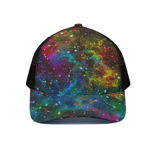 Abstract Colorful Galaxy Space Print Black Mesh Trucker Cap