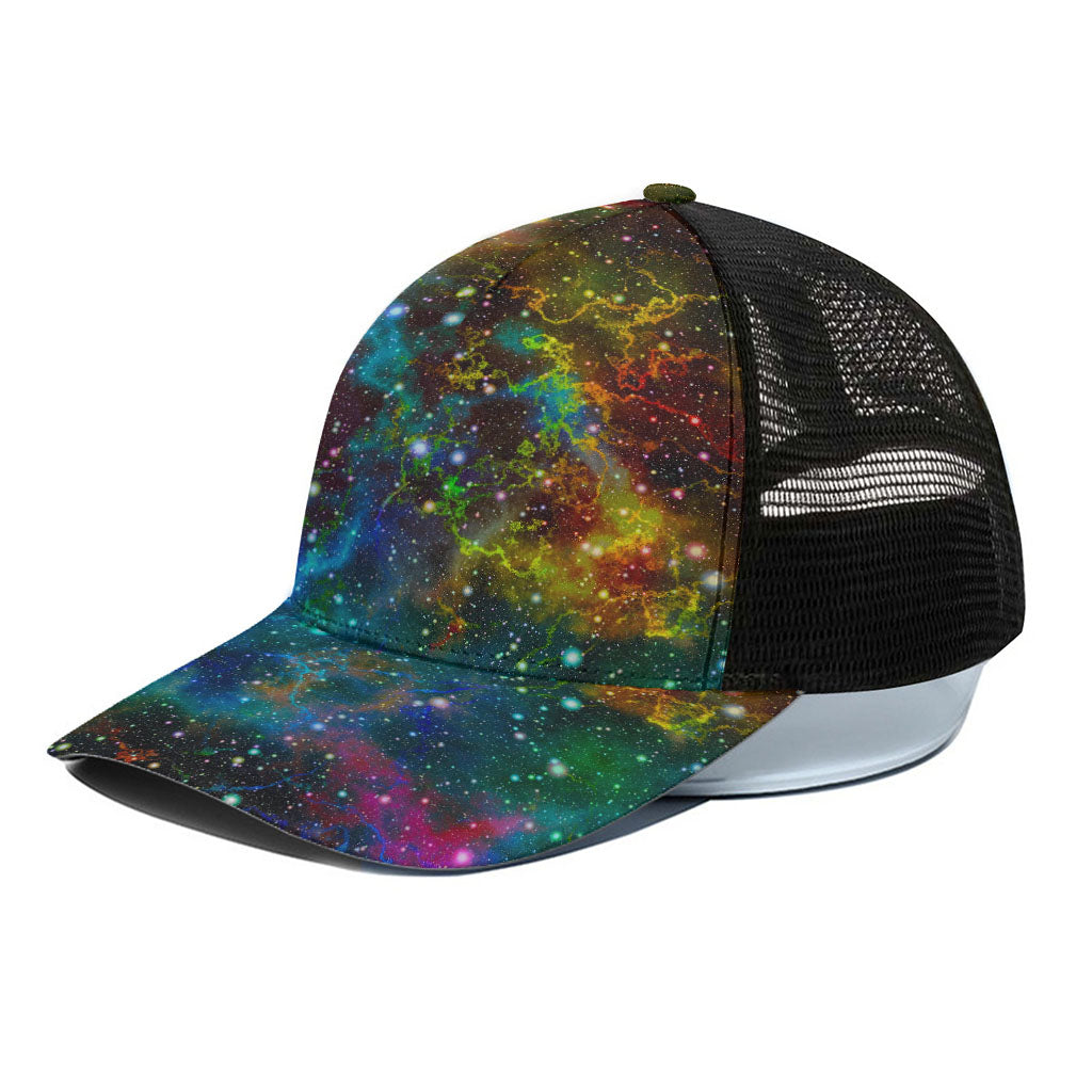 Abstract Colorful Galaxy Space Print Black Mesh Trucker Cap