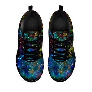Abstract Colorful Galaxy Space Print Black Running Shoes