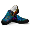 Abstract Colorful Galaxy Space Print Black Slip On Sneakers