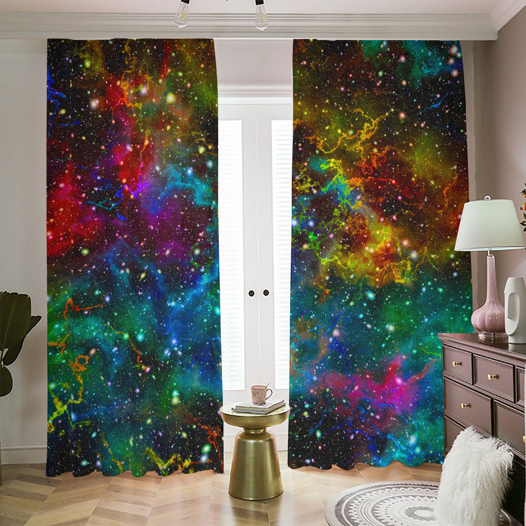 Abstract Colorful Galaxy Space Print Blackout Pencil Pleat Curtains