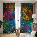 Abstract Colorful Galaxy Space Print Dimout Pencil Pleat Curtains