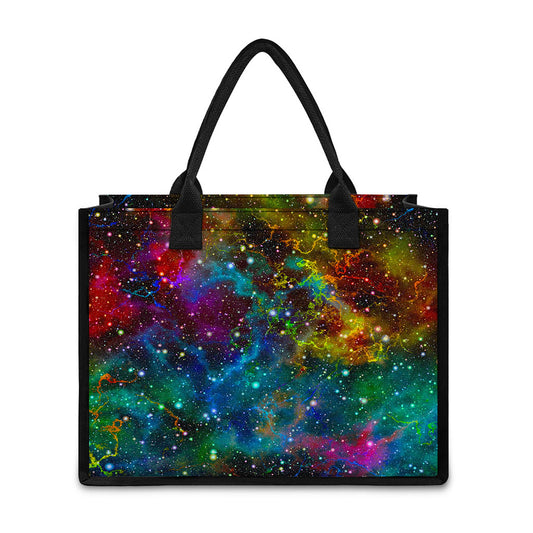 Abstract Colorful Galaxy Space Print Canvas Tote Bag