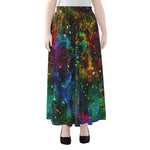 Abstract Colorful Galaxy Space Print Chiffon Maxi Skirt