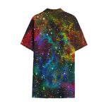 Abstract Colorful Galaxy Space Print Cotton Hawaiian Shirt