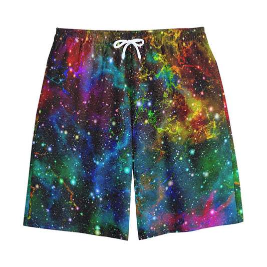 Abstract Colorful Galaxy Space Print Cotton Shorts