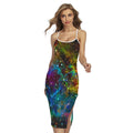 Abstract Colorful Galaxy Space Print Cross Back Cami Dress