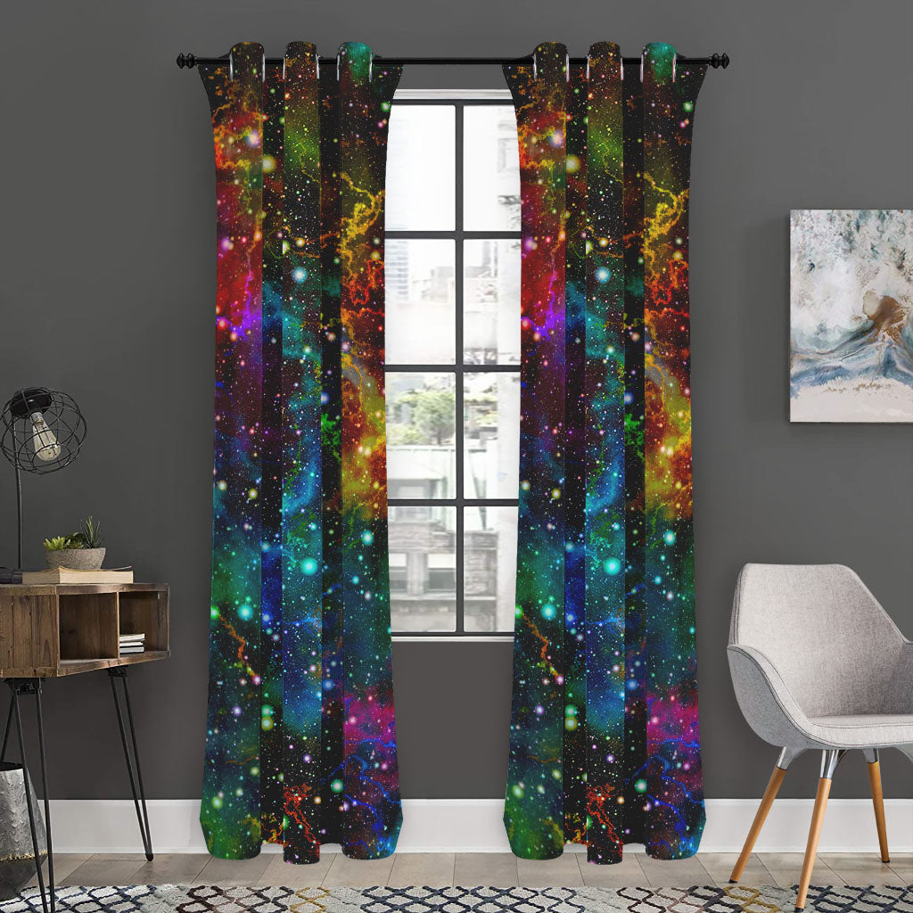 Abstract Colorful Galaxy Space Print Curtain