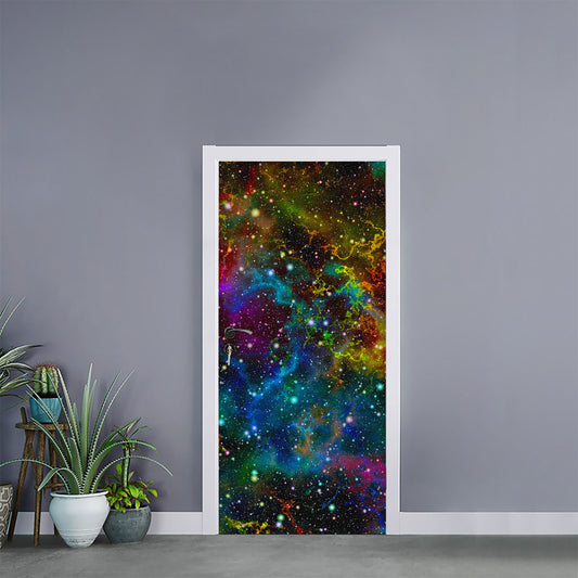 Abstract Colorful Galaxy Space Print Door Sticker