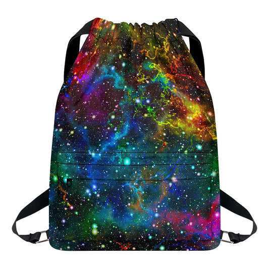 Abstract Colorful Galaxy Space Print Drawstring Backpack