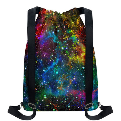 Abstract Colorful Galaxy Space Print Drawstring Backpack