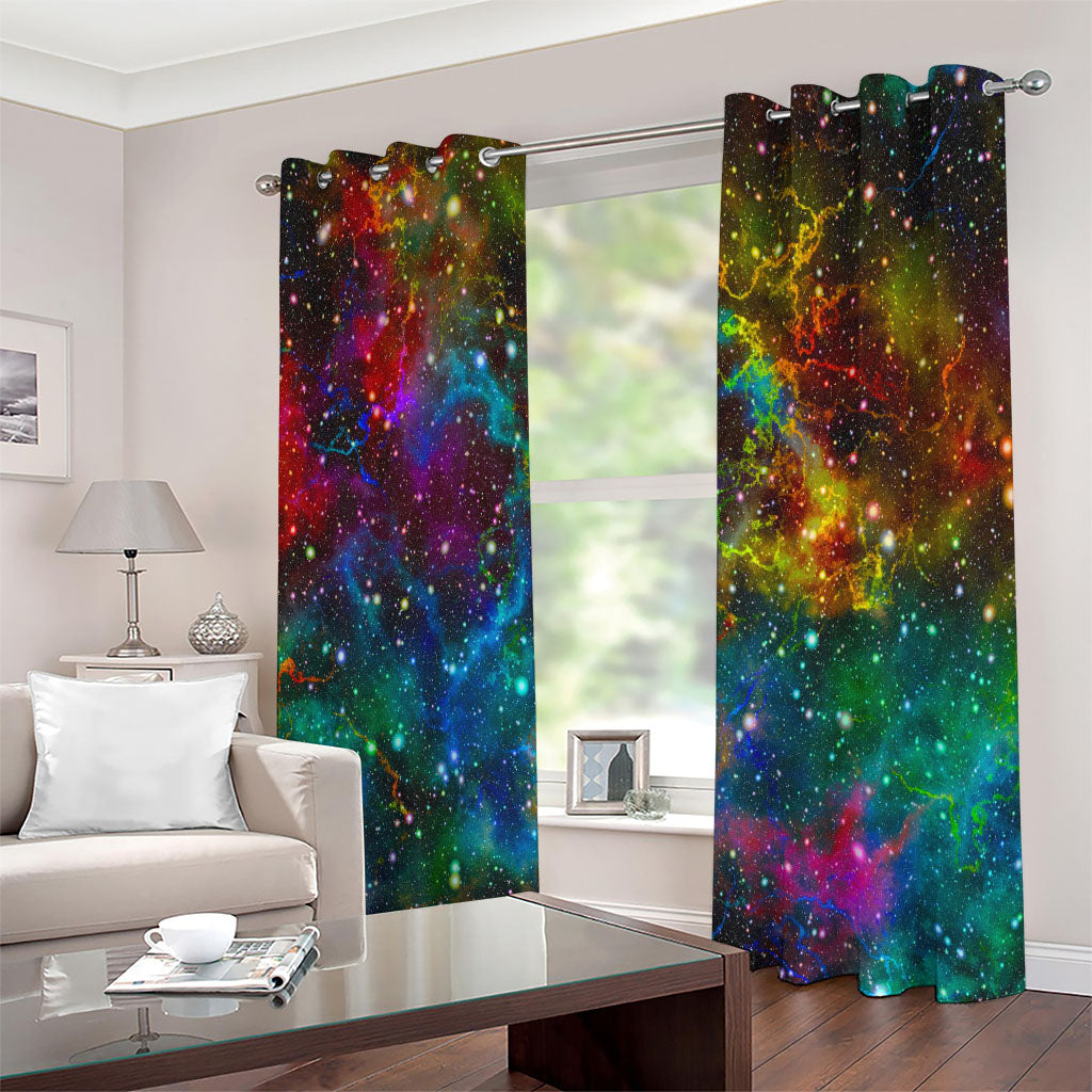 Abstract Colorful Galaxy Space Print Extra Wide Grommet Curtains