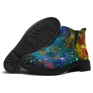 Abstract Colorful Galaxy Space Print Flat Ankle Boots