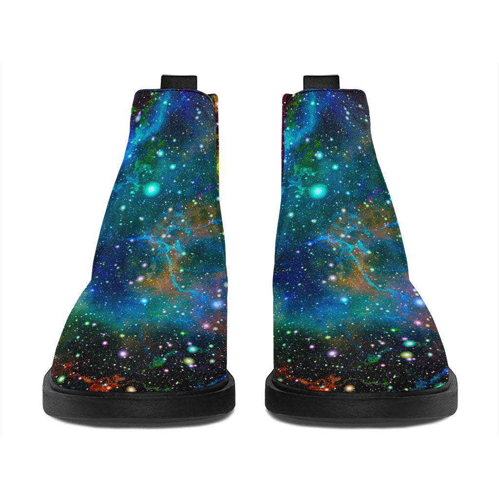 Abstract Colorful Galaxy Space Print Flat Ankle Boots
