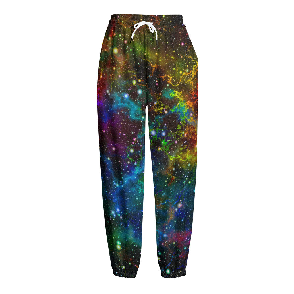 Abstract Colorful Galaxy Space Print Fleece Lined Knit Pants