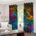 Abstract Colorful Galaxy Space Print Grommet Curtains
