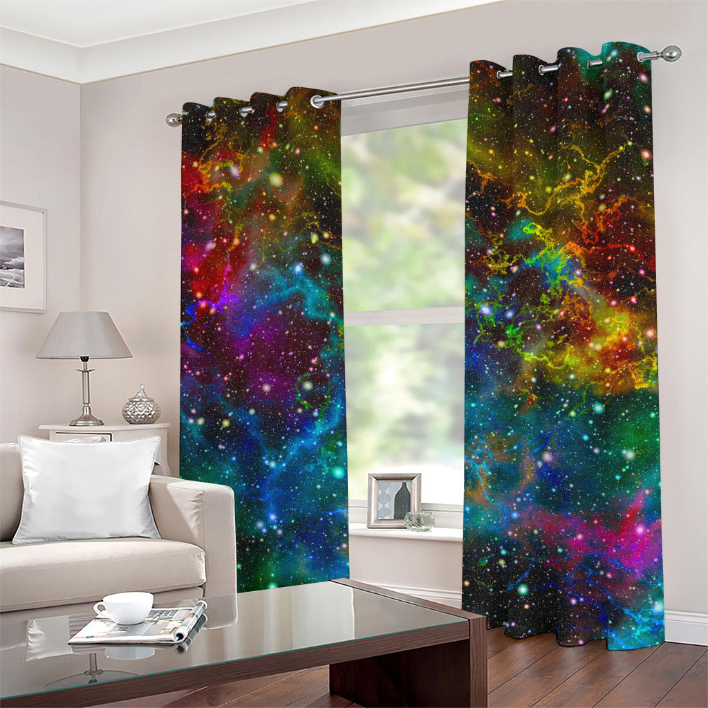 Abstract Colorful Galaxy Space Print Grommet Curtains