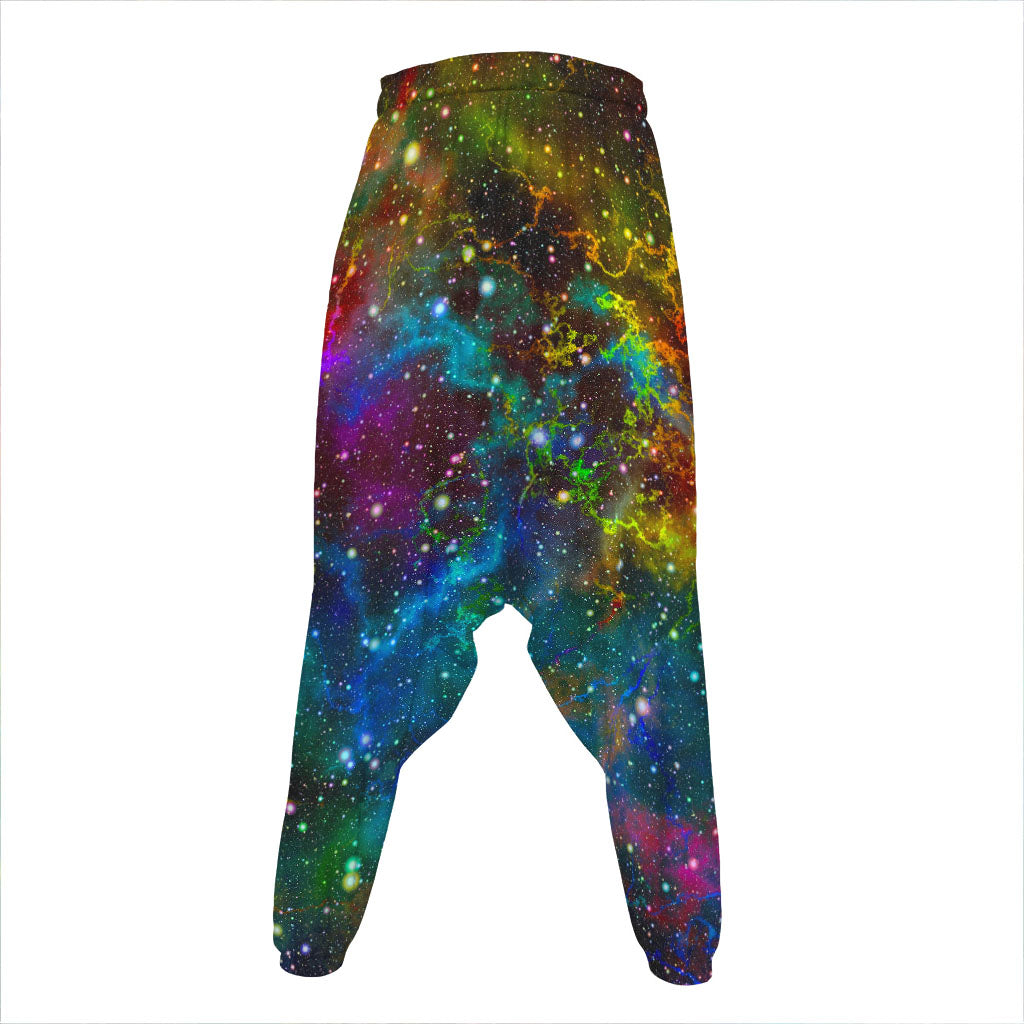 Abstract Colorful Galaxy Space Print Hammer Pants