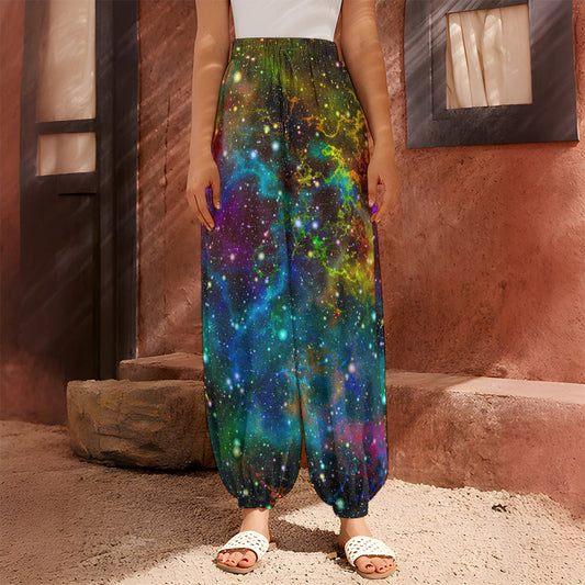 Abstract Colorful Galaxy Space Print Harem Pants