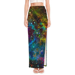 Abstract Colorful Galaxy Space Print High Slit Maxi Skirt