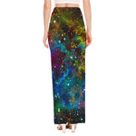 Abstract Colorful Galaxy Space Print High Slit Maxi Skirt
