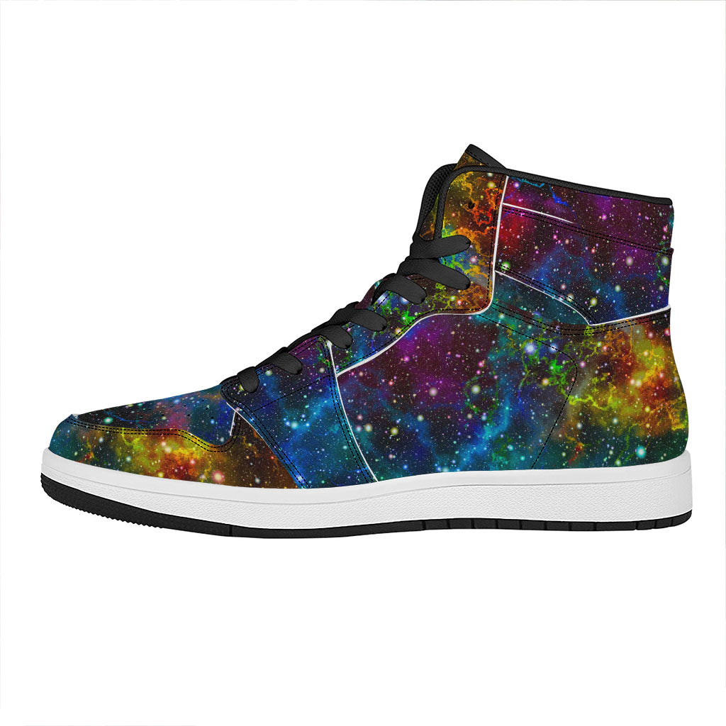 Abstract Colorful Galaxy Space Print High Top Leather Sneakers