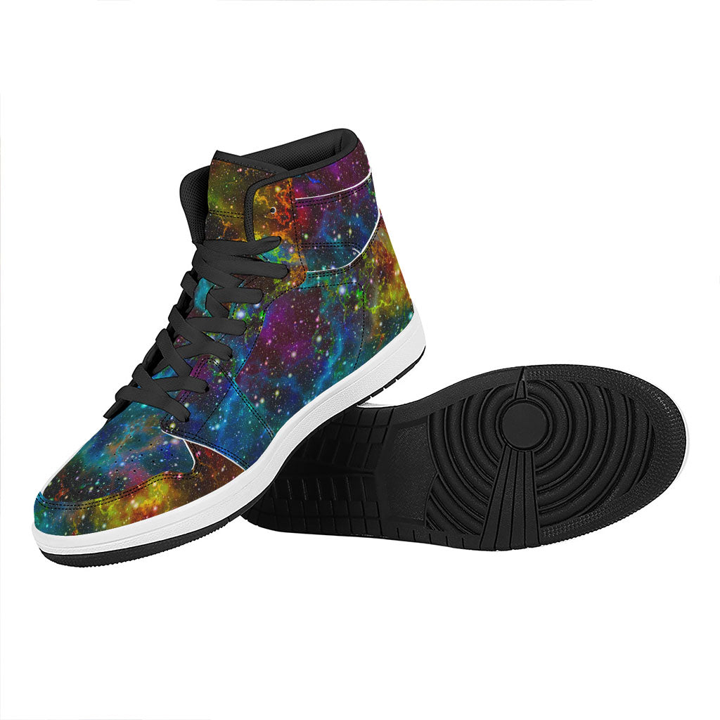 Abstract Colorful Galaxy Space Print High Top Leather Sneakers