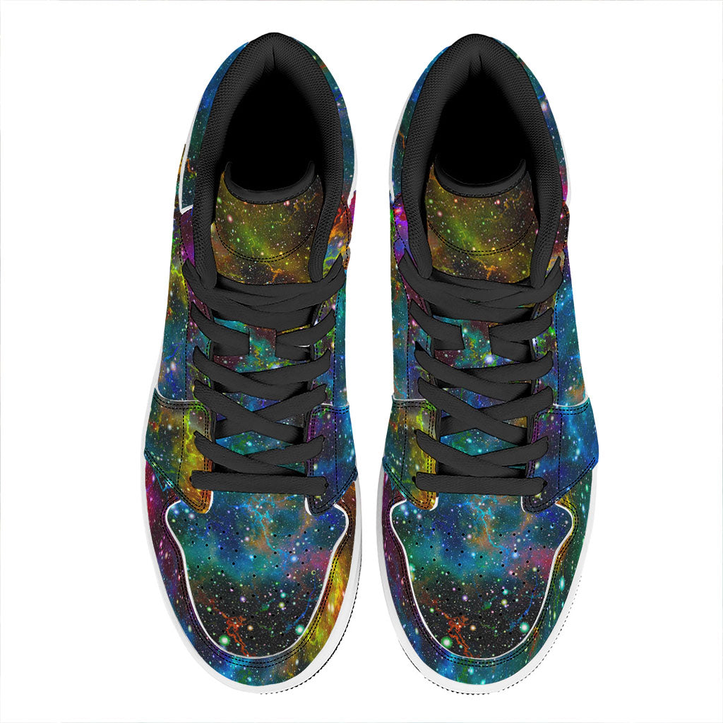 Abstract Colorful Galaxy Space Print High Top Leather Sneakers