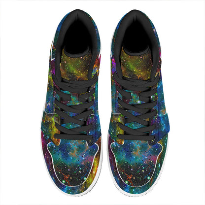 Abstract Colorful Galaxy Space Print High Top Leather Sneakers