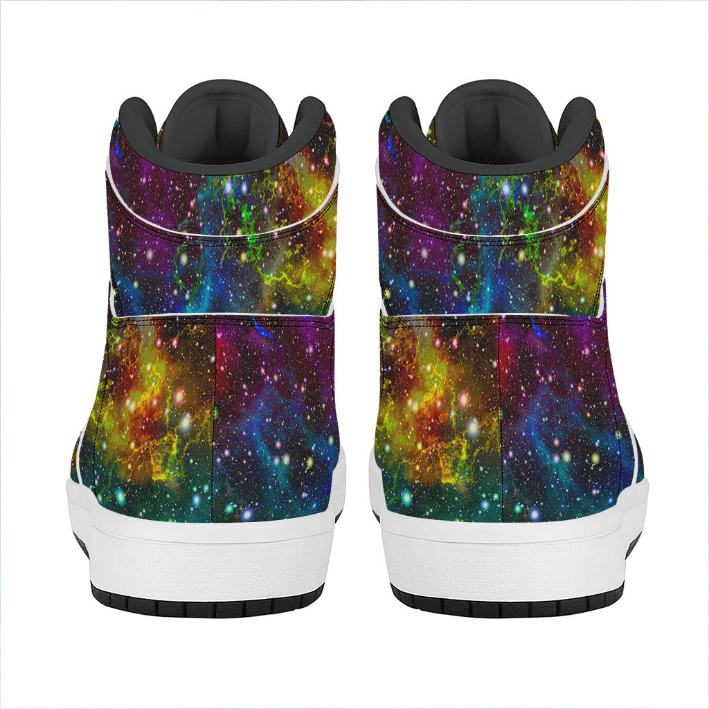 Abstract Colorful Galaxy Space Print High Top Leather Sneakers