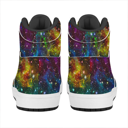 Abstract Colorful Galaxy Space Print High Top Leather Sneakers