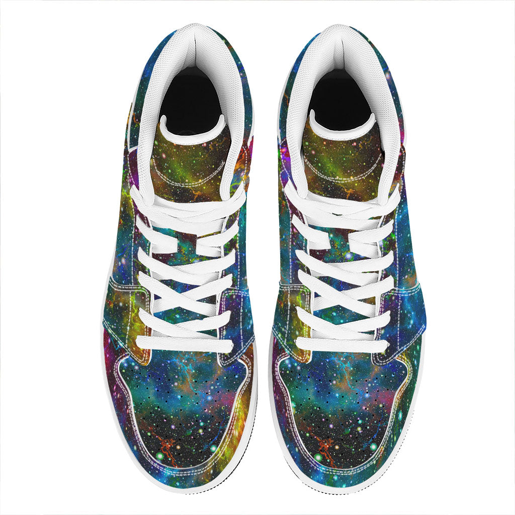 Abstract Colorful Galaxy Space Print High Top Leather Sneakers