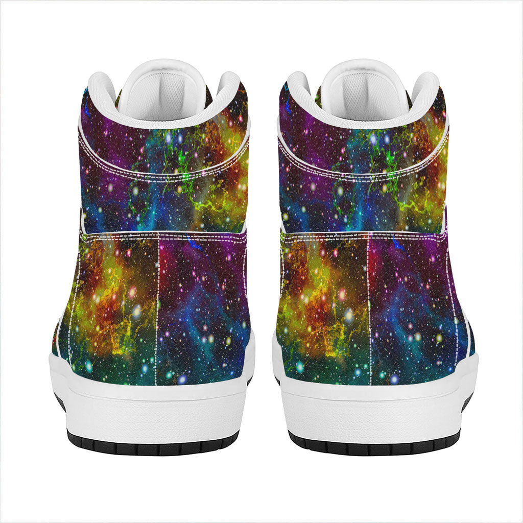 Abstract Colorful Galaxy Space Print High Top Leather Sneakers