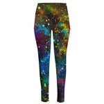 Abstract Colorful Galaxy Space Print High-Waisted Pocket Leggings