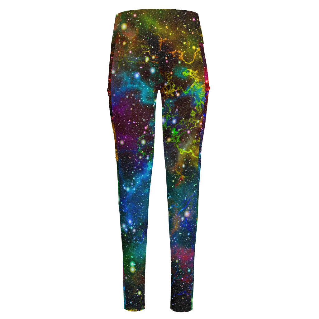 Abstract Colorful Galaxy Space Print High-Waisted Pocket Leggings
